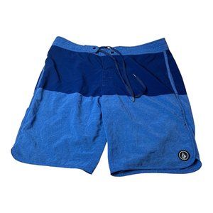 Volcom 4 Way Stretch Board Shorts Surfing Swim Trunks Tie Waist Pockets Men's 36